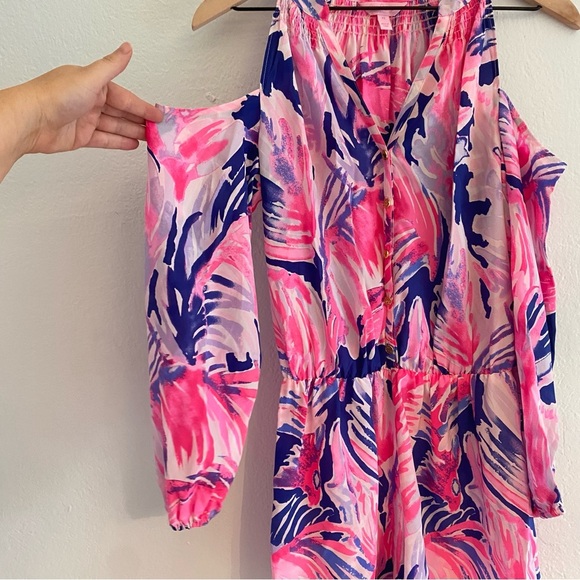 Lilly Pulitzer sunny shoulder Elsa 100% silk romper size XS - Picture 4 of 10